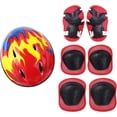 thumbnail image 1 of 7 Uds equipo de protección conjunto de casco ajustable rodillera protector de muñeca conjunto de coderas para niños Scooter monopatín patinaje rojo talla única, 1 of 5