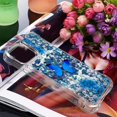 thumbnail image 6 of Slim Fit Phone Case for iPhone 14 Pro (Not 14 Pro Max),Crystal Bling Quicksand Effect TPU Bumper Case with Four Corners Drop Protection Cover for iPhone 14 Pro (6.1),YBDT Blue Butterfly, 6 of 12