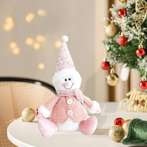 Muñeco de Peluche Navideño, Artículo de Colección, Adorable Adorno de Mesa, Figura Navideña de Peluche para Chimenea, Escritorio, Oficina O Sala de Es muñeco de nieve sentado