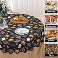 thumbnail image 6 of Halloween Spooky Round Tablecloth Black Bat Cobweb and Ghost Decorative Table Cloth 60 Inch Polyester Fabric Farmhouse Pumpkin Table Cover for Home Kitchen Outdoor Halloween Party, 6 of 6