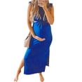 thumbnail image 1 of SAYOO Vestido de Verano para Mujer con Abertura Larga 2022, Color sólido Liso Sin Mangas con Cuello en O Irregular Dividido Vestido Hueco, Fiesta de Verano para Mujer/Club/Bar Estilo Trajes Largos SAYOO  casual, 1 of 4