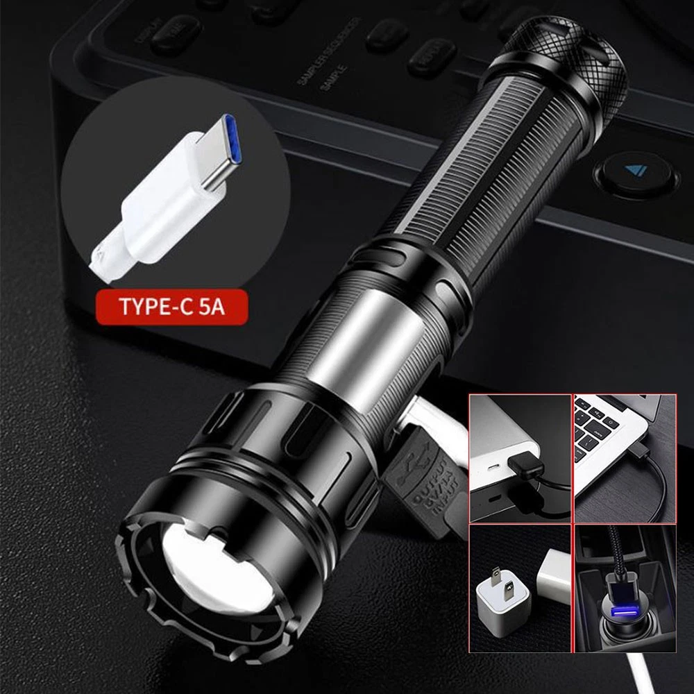 1000000 Lumens Super-Bright LED Tactical Flashlight Rechargeable COB Work Light