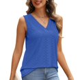 thumbnail image 2 of Seductiva Basic T Shirts for Women Tank Top for Women Summer Outfits V Neck T Shirts Trendy Eyelet Sleeveless Basic Beach Vacation Clothes Comfy Casual Vacation Workout Clothes Trendy Tunic Blouses, 2 of 5