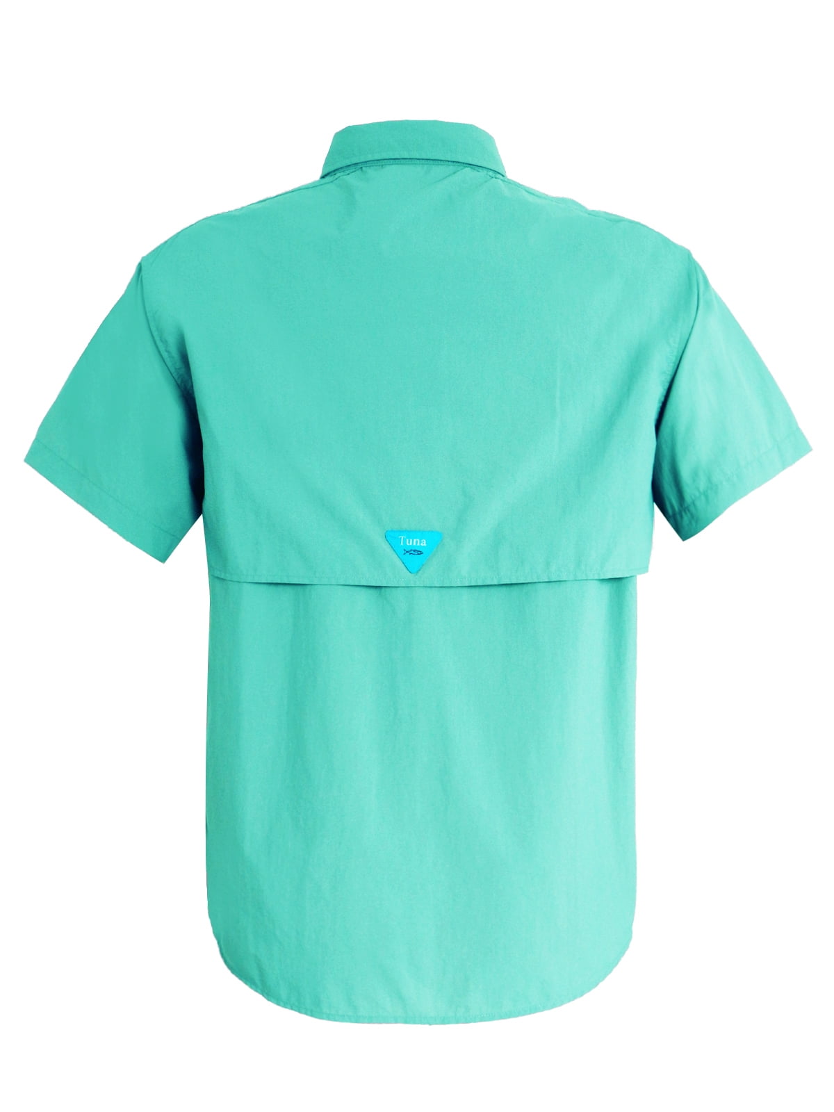 Tuna Men's UV UPF 50+ Sun Protection Soild Anti-Static Waterproof  Breathable Fast Dry SPF Hiking Fishing Short Sleeve Shirts(Marine Blue #14  S) 