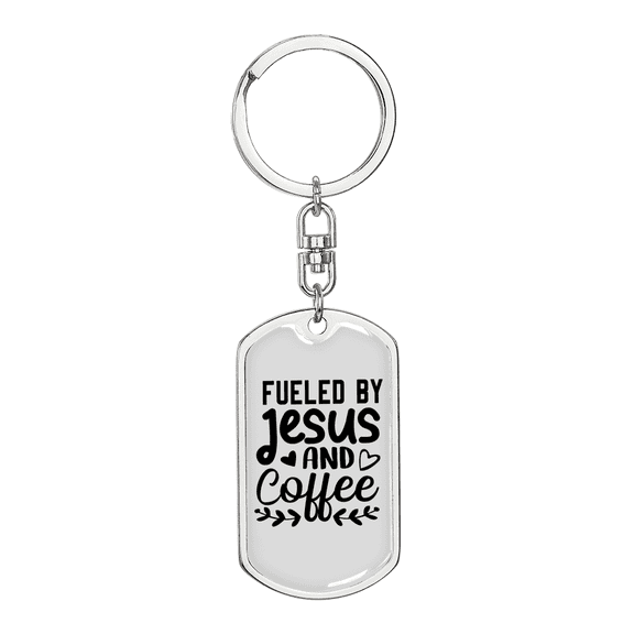Fueled By Jesus Stainless Steel or 18k Gold Premium Swivel Dog Tag Keychain