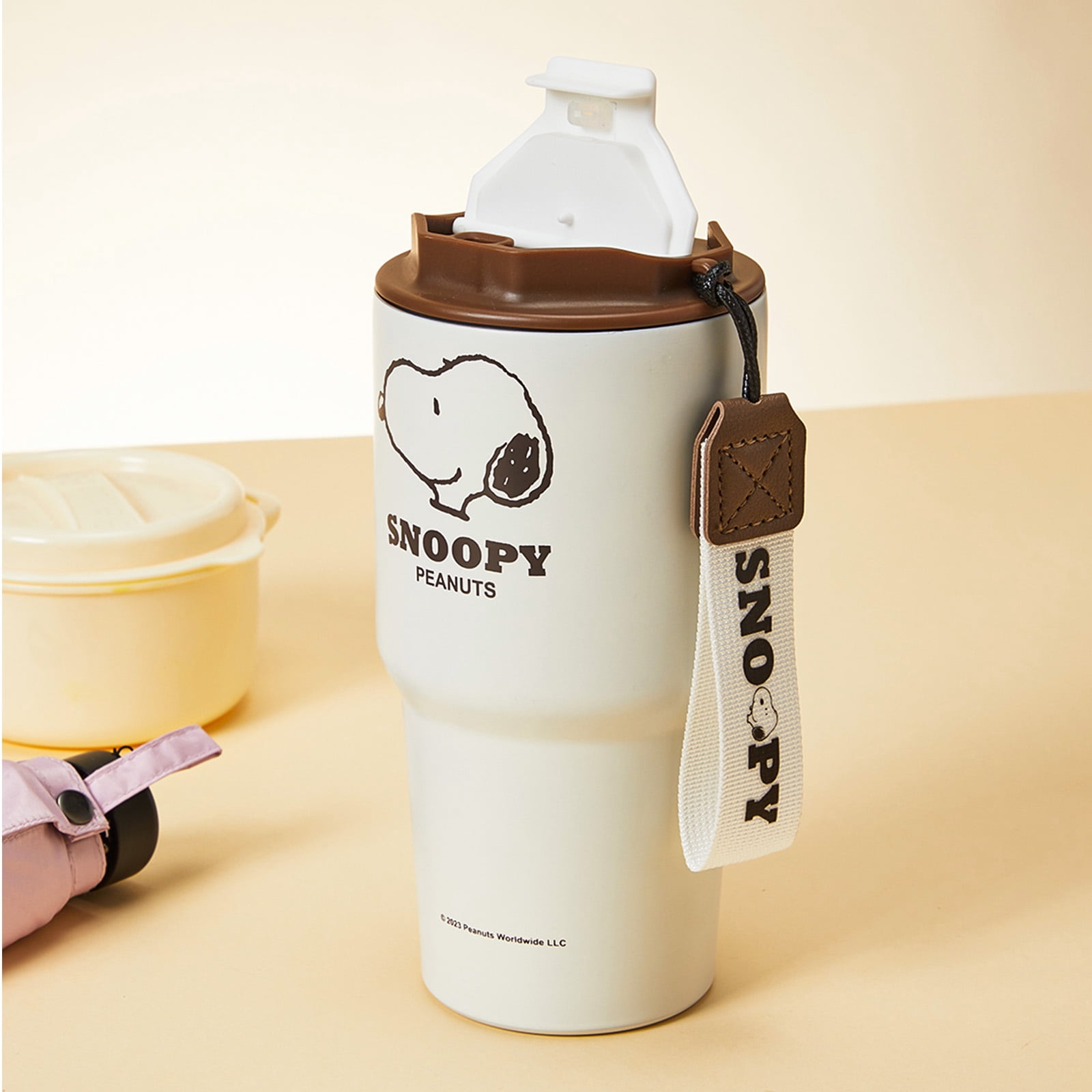 MINISO Snoopy Collection Stainless Steel Tumbler with Strap - BPA