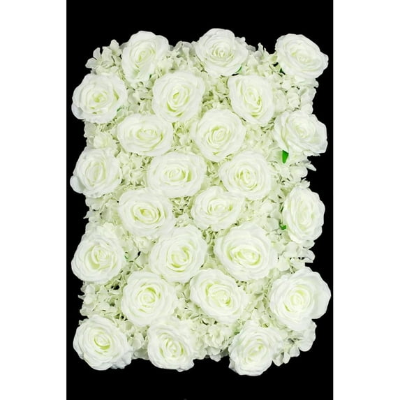 1 Pc, Silk Roses/Hydrangeas 16"X24" Flower Wall Backdrop Panel - Cream For Wedding Receptions, Bridal Showers, Baby Showers, Quinceaneras, Anniversary Parties