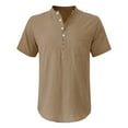 thumbnail image 3 of ZZwxWA Men's Casual Simple Hawaiian Shirt Beach Henley Short Sleeved Summer Hippie Button Down Cotton Linen T Shirts Tops up to 45% Off, 3 of 6
