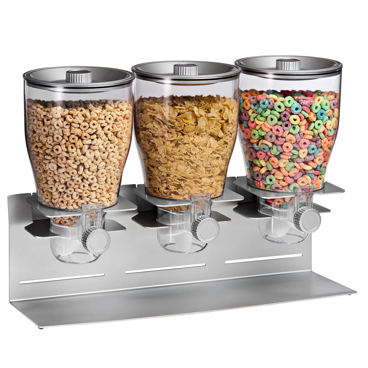 Zevro by Honey Can Do Triple Canister Dry Food and Cereal Dispenser, Stainless Steel