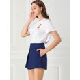 thumbnail image 4 of Allegra K Mujeres Casual Lazo Corbata Alta Cintura Vintage Papel Bolso Cortos Pantalones Azul Oscuro S Unique Bargains Pantalones, 4 of 6