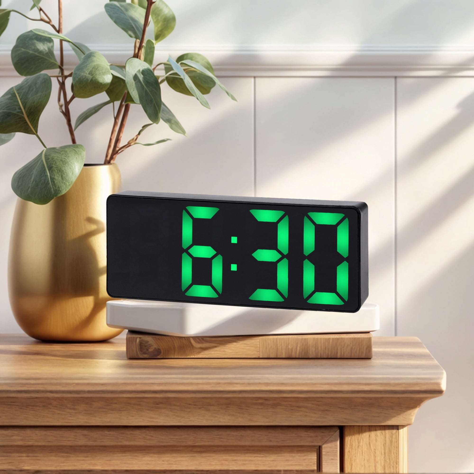 Unique Bargains 2 Pcs Small Digital Alarm Clock for Deep Sleepers Green/Pink