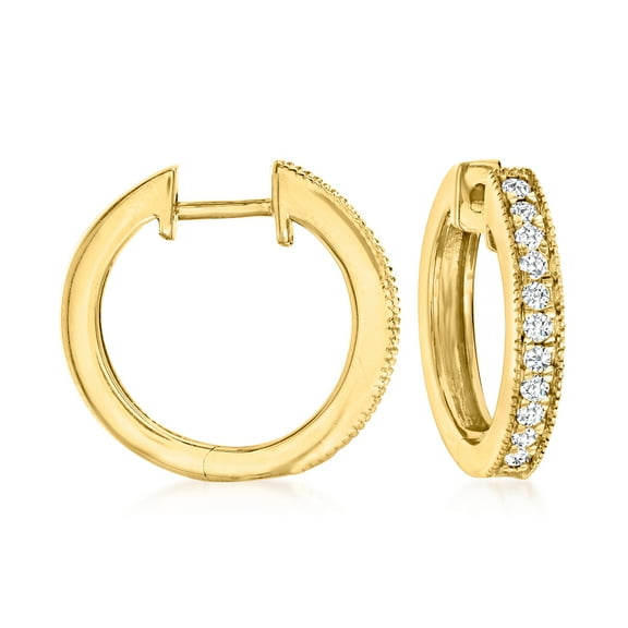 Ross-Simons 0.25 ct. t.w. Diamond Hoop Earrings With Beaded Edge in 18kt Gold Over Sterling, Women's, Adult