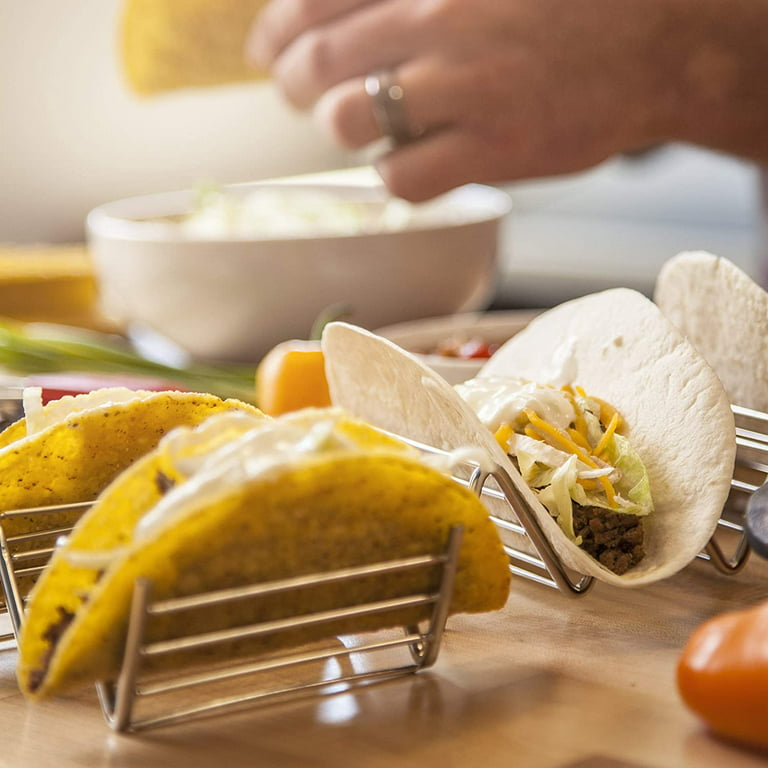  KITCHENX Metal Taco Holders Set of 4 - Heavy-Duty Taco Stands  hold 3 Tacos - Use as a Taco Rack to fill Tacos with Ease - Safe for  Dishwasher, Oven, and