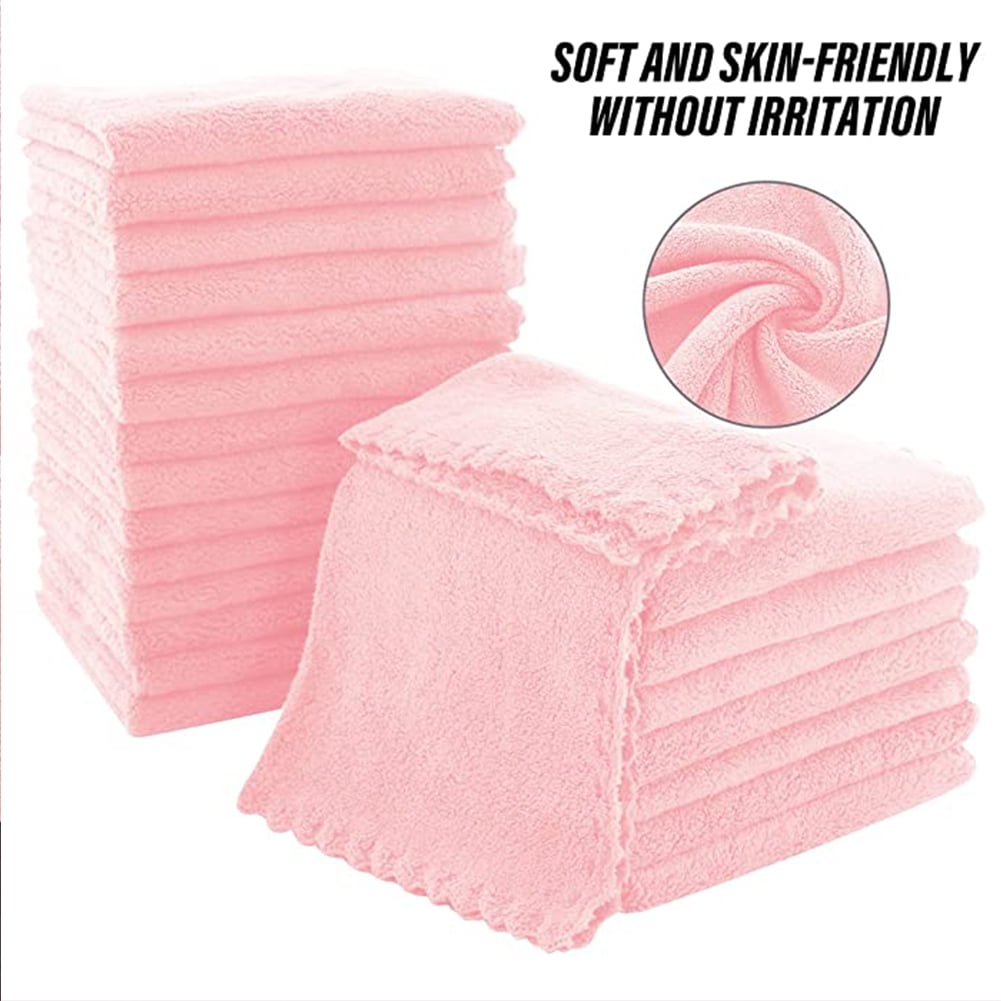 Kepooman Fast Drying, Extra Absorbent, Terry Cotton Washcloths, Cotton Set of 24 Lightweight Washcloths, Pink Kepooman Fast Drying, Extra Absorbent, Terry Cotton Washcloths, Cotton Set of 24 Lightweight Washcloths, Pink