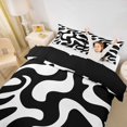 thumbnail image 3 of Homewish White Wavy Spiral Twin Duvet Cover,Abstract Modern Twin Bedding,Black Reversible,2pcs,1 Duvet Cover and 1 Pillowcase, 3 of 6