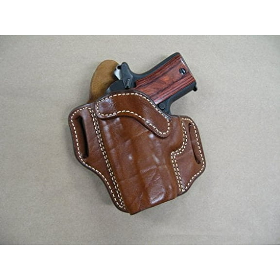 Azula OWB Leather 2 Slot Molded Pancake Belt Holster for Kimber Micro .380 TAN Left Hand