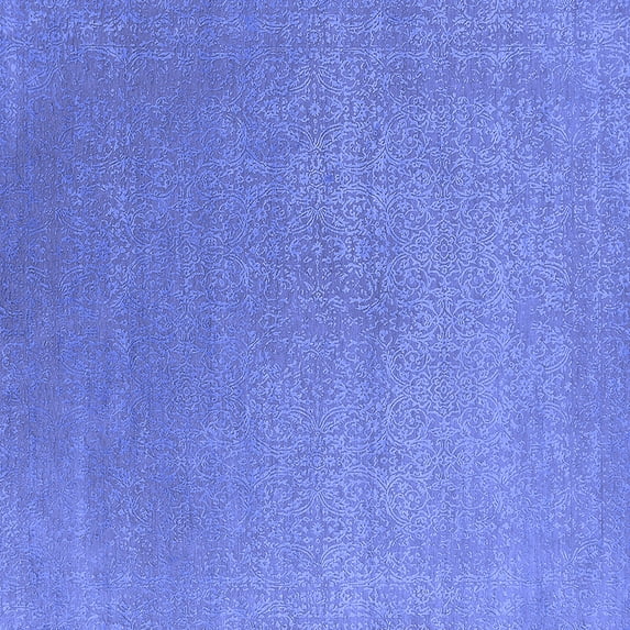 Ahgly Company Machine Washable Indoor Square Oriental Blue Industrial Area Rugs, 8' Square
