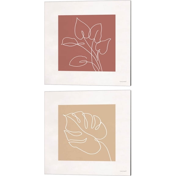 Great Art Now Just Leaves B by Lisa Audit 2 Piece Canvas Art Set Each 14"W x 14"H