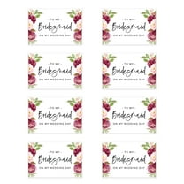 Koyal Wholesale Wedding Day Gift Cards with Envelopes Set of 8 Burgundy Pink Roses To My Bridesmaid On My Wedding Day