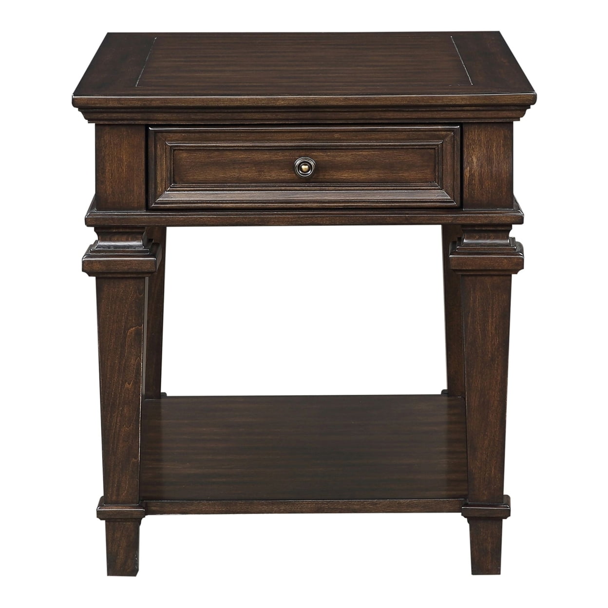 Destry 23 in. Espresso Rectangular Wood End Table with Drawer