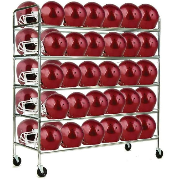 Champion Sports Heavy Duty Steel Football Helmet Cart with Swivel Casters - Holds Up to 60 Helmets