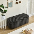 thumbnail image 3 of 49" Upholstered Round Ottoman with Black Metal Legs in Soft Faux Fur Finish Perfect Foot Rest for Living Room Bedroom or Entryway, 3 of 10