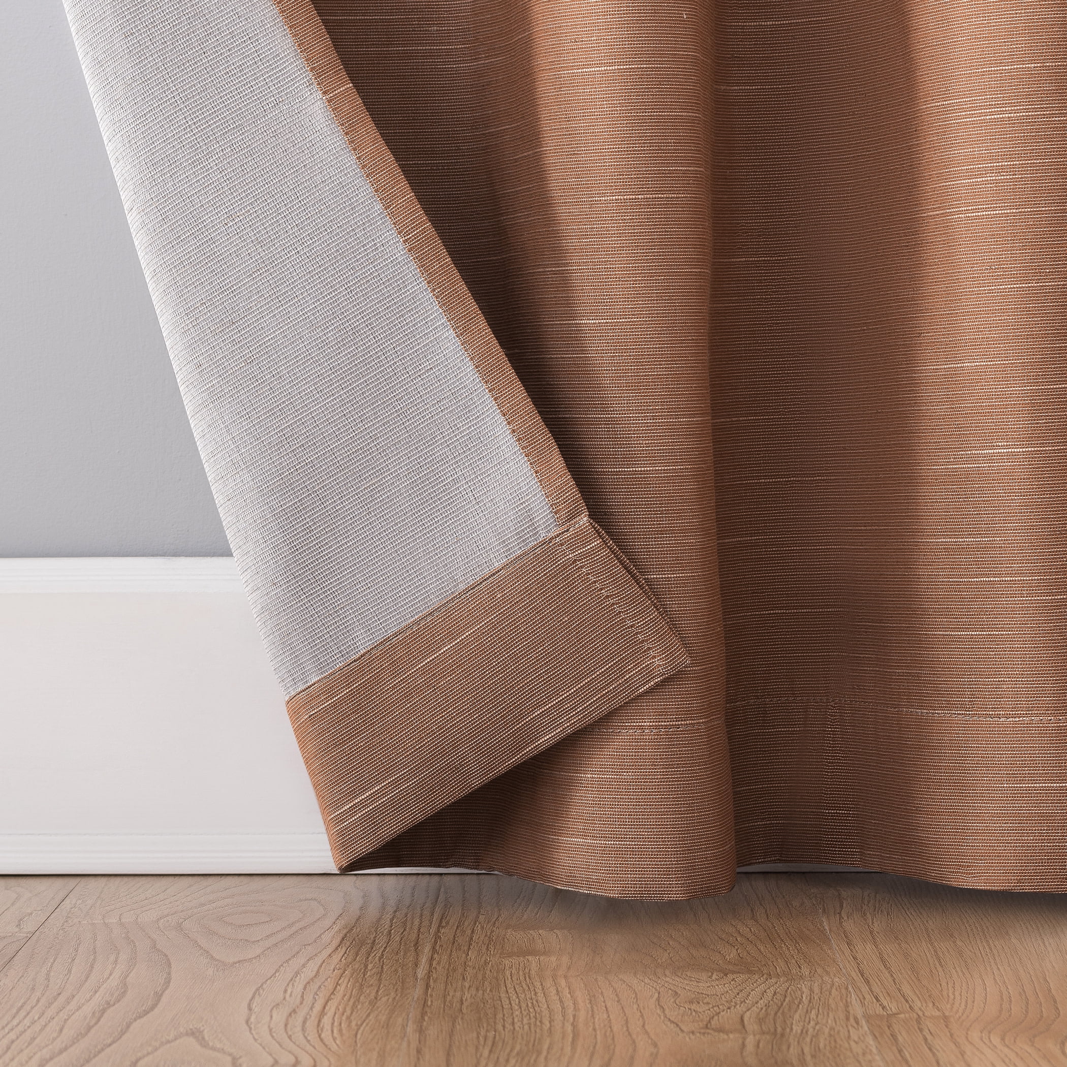 Archaeo Textured Linen Blend Total Blackout Grommet Top Curtain, 50"W X 96"L, Pecan Brown