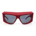 thumbnail image 2 of Mad Brow Line Super Thick Temple Angular Flat Top Plastic Sunglasses Red - Black, 2 of 4