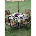 thumbnail image 4 of Outdoor Tablecloth with Umbrella Hole for Patio/Picnic/Party/Camping, Purple Geometric Waterproof Table Cloth Square Cover Washable, Black Grey Abstract Striped Modern Art (54"x 54"), 4 of 8