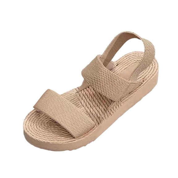 Narveanno Womens Flat Sandals Arch Support Sandals Comfort Walking Summer Beach Shoes Khaki 5.5