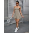 thumbnail image 5 of Unique Bargains Women's Tennis Dress with Built-in Bra Side Slit Slips Dresses L Beige, 5 of 6