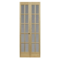Pinecroft 726 Traditional Divided Frosted Glass Bifold Door fits 32"w x 80"h Unfinished Pine