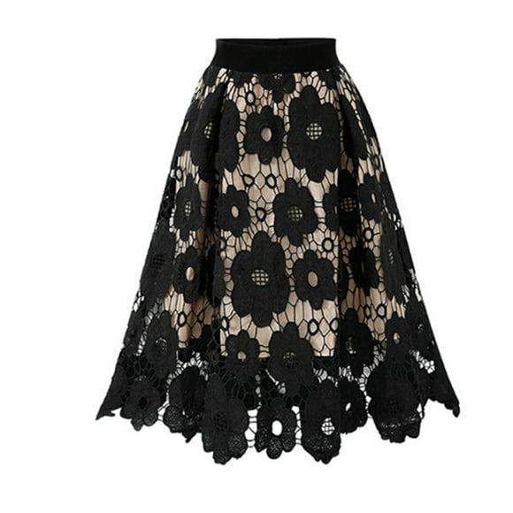 UANWENN Womens Crotch Lace Knee Length Ladies Soft Stretch Flared Printed Skater Skirt Women's Skirt Suits for Work Figure Skating Skirt Mesh Skirt Satin Skirts for Women Skirt Leggings for Women
