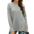 thumbnail image 5 of Womens Tunic Tops Long Sleeve Shirts Casual Basic Oversized T Shirt Crewneck Loose Fit Spring Fashion Clothes Gray XL, 5 of 9