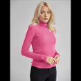 thumbnail image 4 of Suéteres Acanalados para Mujer, Lindos Suéteres de Punto de Cuello Alto, Ajustados y Cálidos Rosa Roja un Tamaño, 4 of 9