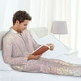 thumbnail image 6 of Yiaed Glitter Light Pearl Print Men’s Pajamas Set - Long Sleeve Button Down Sleep Shirt and Pajama Bottoms Sleepwear Set Mens Pjs Sets Men's Pajama Bottoms-XX-Large, 6 of 7