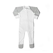 Goumikids Unisex Baby Footie Pajamas Organic Sock Sleeper Clothes, 9-12M Stripe