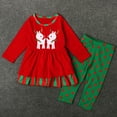 thumbnail image 3 of Owordtank Christmas Outfit Toddler Infant Baby Girls Ruffle Top Clothes Set Deer Print Shirt Dress Pants Set, 3 of 8
