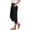 #0085-Black, variant on Womens Casual Cropped Pants, Solid Linen Blend Pleated Trousers, Elastic High Waist with Pockets, Loose Comfy Capris Gift