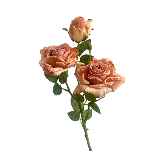 Fake Flower Stems, 3 Heads, 26 In, Frayed Edge, Artificial Roses, Home Decor Living Room, Table Decor Centerpieces, Wedding Table Centerpiece, Coffee Shade, 1 Pc