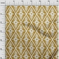 thumbnail image 2 of oneOone Polyester Lycra Dark Mustard Fabric Artistic Floral & Diamond Geometric Quilting Supplies Print Sewing Fabric By The Yard 56 Inch Wide, 2 of 4