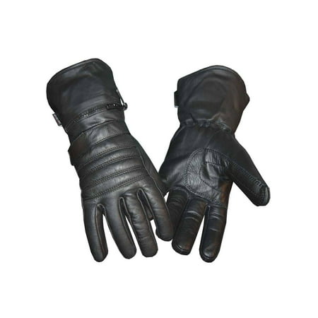 Redline Men's Winter Gauntlet Thinsulate Leather Gloves w/ Rain Cover (Best Motorcycle Rain Gloves)