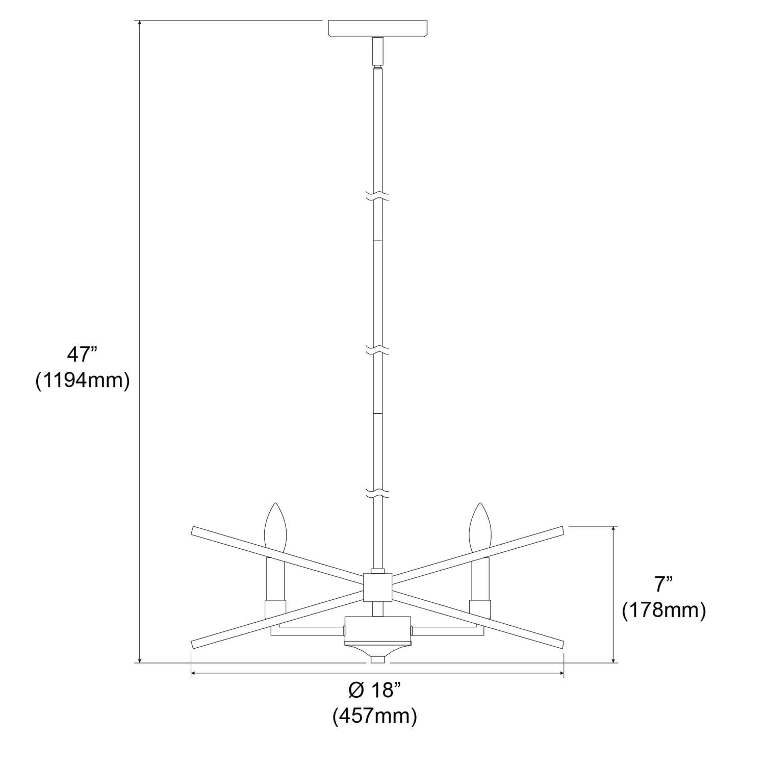Dainolite 4 Light Incandescent Chandelier - Polished Chrome