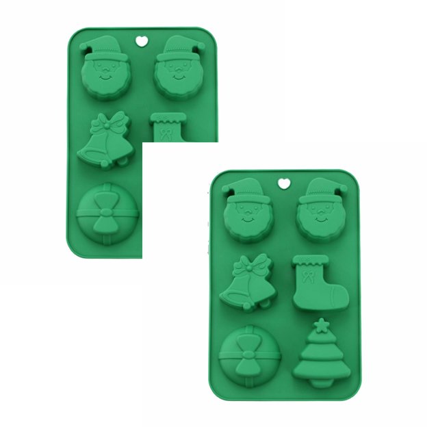 Oleegame 2PC Cookie Mold Christmas Tree Santa Snowman Silicone Silicone Baking Set For Christmas New Year Candy Cake Christmas Silicone Snow Christmas Cookie Candy