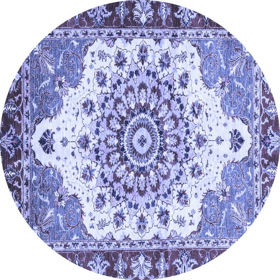 Ahgly Company Machine Washable Indoor Round Abstract Blue Modern Area Rugs, 5' Round