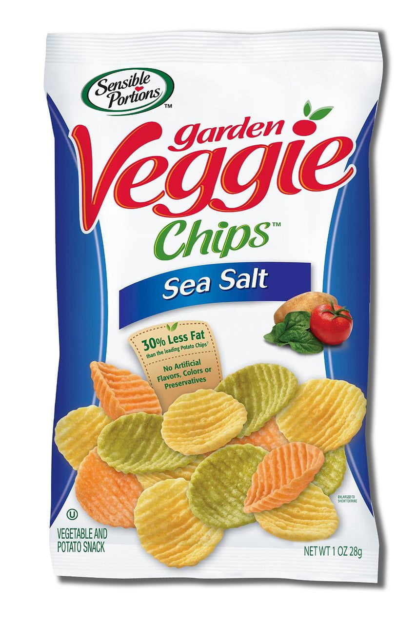 24 PACKS Sensible Portions Garden Veggie Chips, Sea Salt, 1 Ounce