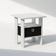 thumbnail image 1 of Furinno Tidur Bedside Table Nightstand with Bin Drawer, White/Black, 1 of 1