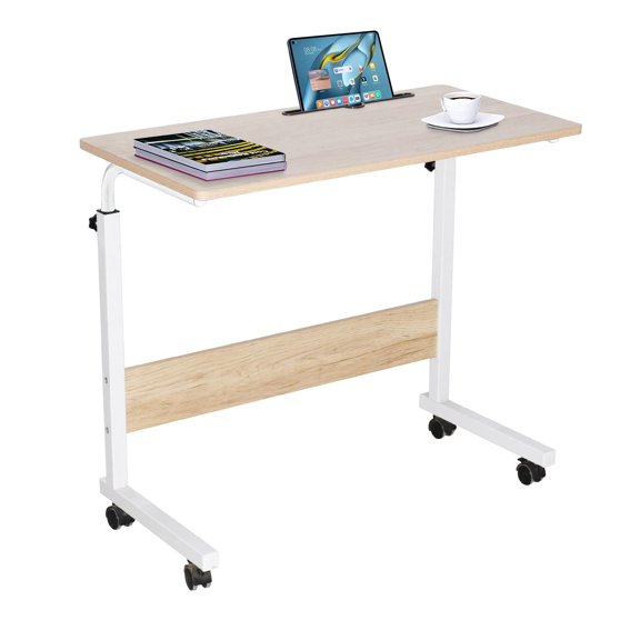 Bureau Debout Mobile Portable, Bureau pour Portable à Hauteur Réglable de 27,9 Pouces à 37,4 Pouces Table d'Ordinateur Roulante pour Chevet et Canapé avec Roues Verrouillables
