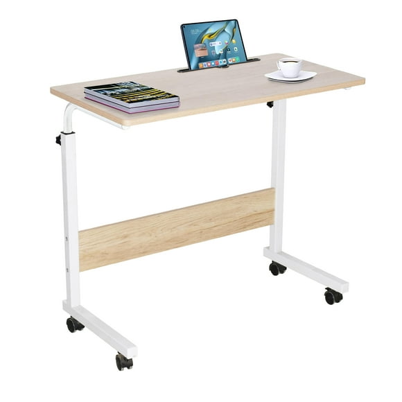 Portable Mobile Standing Desk, 27.9" to 37.4" Height Adjustable Laptop Desk Bedside Couch Rolling Computer Table with Lockable Wheels