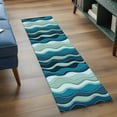 thumbnail image 4 of Abstract Washable Runner Rugs 2'x6', Teal Gradient Waves Beach Lines Low Pile Throw Entryway Rug Non-Slip Sturdy Edge Binding Carpet for Indoor Bedside Entrance Bedside, 4 of 9